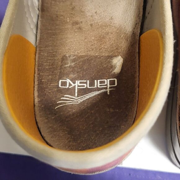 Dansko® Pro Orange/Pink "Sunset" Pattern Canvas Closed Back Clogs sz.10/40 $145 - Picture 7 of 8